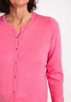 Micha Round Neck Fine Cardigan, Pink