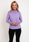 Micha Buttoned Roll Neck Knit Sweater, Lilac