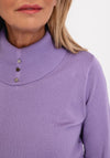 Micha Buttoned Roll Neck Knit Sweater, Lilac