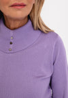 Micha Buttoned Roll Neck Knit Sweater, Lilac