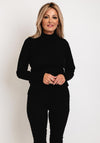 Micha Mock Neck Fine Knit Sweater, Black
