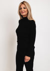 Micha Mock Neck Fine Knit Sweater, Black