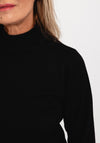 Micha Mock Neck Fine Knit Sweater, Black