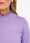 Micha Frilled High Neck Sweater, Lilac