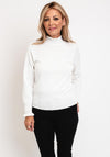 Micha Frilled High Neck Sweater, White
