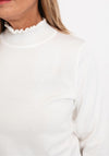 Micha Frilled High Neck Sweater, White