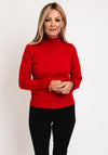 Micha Frilled High Neck Sweater, Red