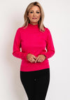 Micha Frilled High Neck Sweater, Fuchsia