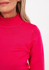 Micha Frilled High Neck Sweater, Fuchsia