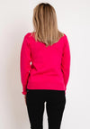 Micha Frilled High Neck Sweater, Fuchsia