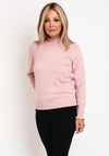 Micha Frilled High Neck Sweater, Blush Pink