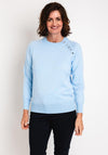 Micha Button Shoulder Sweater, Light Blue