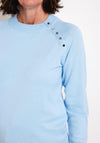 Micha Button Shoulder Sweater, Light Blue