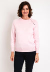 Micha Button Shoulder Sweater, Pink