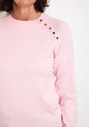 Micha Button Shoulder Sweater, Pink