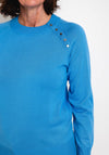 Micha Button Shoulder Sweater, Blue
