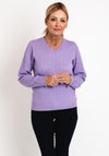 Micha V-Neck Cable Knit Sweater, Lilac