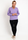 Micha V-Neck Cable Knit Sweater, Lilac