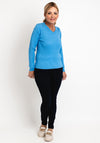 Micha V-Neck Cable Knit Sweater, Blue