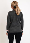 Micha Funnel Neck Striped Knit Sweater, Pink & Grey