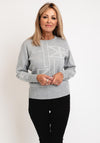 Micha Abstract Print Knit Sweater, Grey