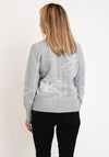 Micha Abstract Print Knit Sweater, Grey