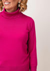 Micha Flap Neck Long Sleeve Jumper, Pink