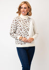 Micha Leopard Print High Roll Neck Jumper, Cream Multi