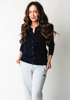 Micha Button Trim Fine Knit Cardigan, Navy