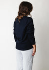 Micha Button Trim Fine Knit Cardigan, Navy