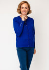 Micha Round Neck Fine Cardigan, Blue