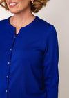 Micha Round Neck Fine Cardigan, Blue