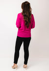 Micha Round Neck Fine Cardigan, Bright Pink