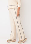 Micha Contrast Detail Wide Leg Joggers, Beige