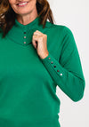Micha Buttoned Funnel Neck Sweater, Green
