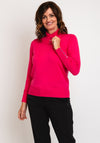 Micha Buttoned Funnel Neck Sweater, Pink