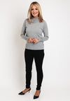Micha Buttoned Funnel Neck Sweater, Grey