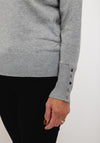 Micha Buttoned Funnel Neck Sweater, Grey