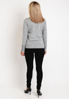 Micha Buttoned Funnel Neck Sweater, Grey