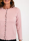 Micha Scallop Trim Cardigan, Dusty Pink