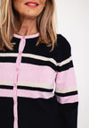 Micha Striped Knitted Cardigan. Navy & Rose
