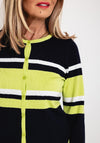Micha Striped Knitted Cardigan. Navy & Green