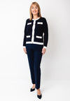 Micha Contrast Gold Button Cardigan, Navy