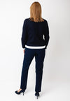 Micha Contrast Gold Button Cardigan, Navy