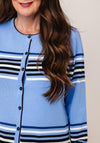 Micha Striped Fine Knit Cardigan, Blue