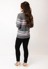 Micha Striped Fine Knit Cardigan, Grey