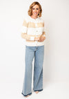 Micha Colour Block Striped Chunky Knit Cardigan, Beige