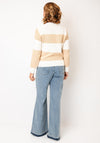 Micha Colour Block Striped Chunky Knit Cardigan, Beige
