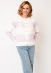 Micha Colour Block Striped Chunky Knit Cardigan, Purple