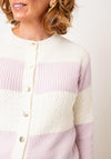 Micha Colour Block Striped Chunky Knit Cardigan, Purple